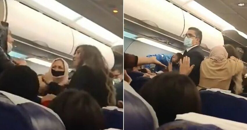  (video) Scandal la bordul unui avion. Mai mulți pasageri s-au luat la bătaie