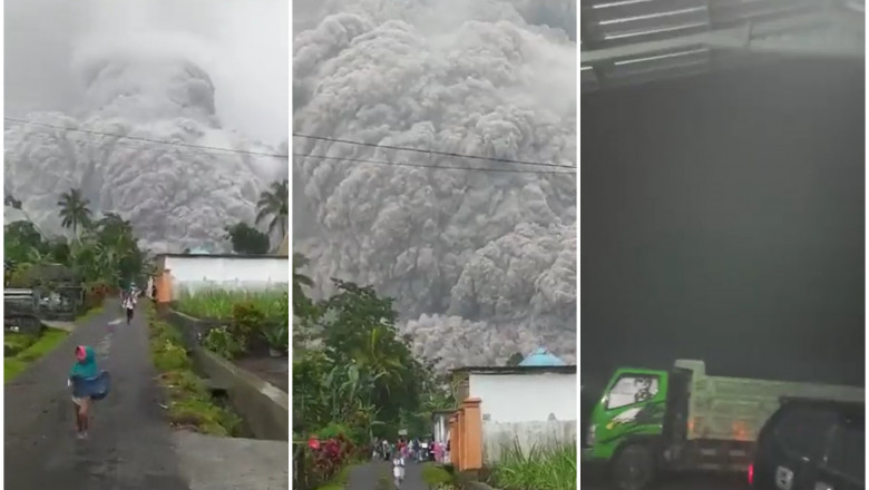  Erupție uriașă a vulcanului Semeru din Indonezia. Imagini cu oameni fugind de norul de cenușă. Unele zone s-au întunecat complet