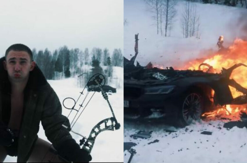  (VIDEO) Un BMW, aruncat în aer, de un vlogger din Rusia. Ce motiv a invocat