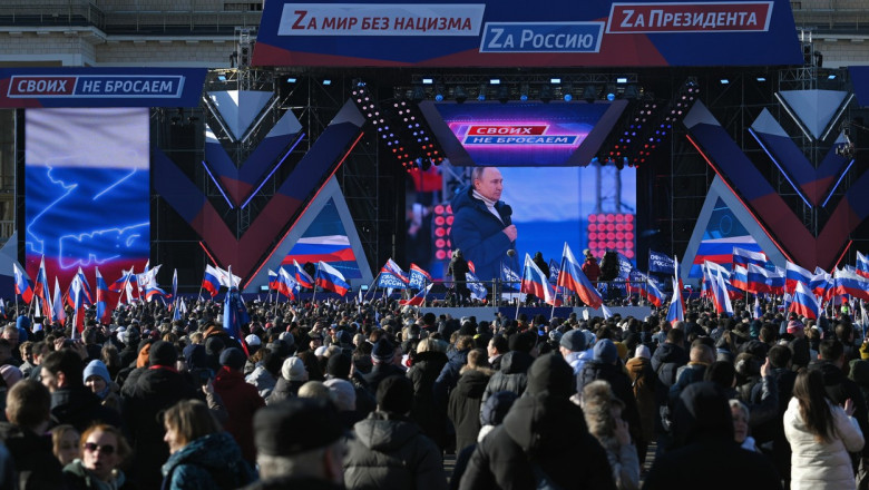  BBC: Unii oameni spun că au fost obligați să vină pe stadionul Lujniki, la mitingul lui Putin
