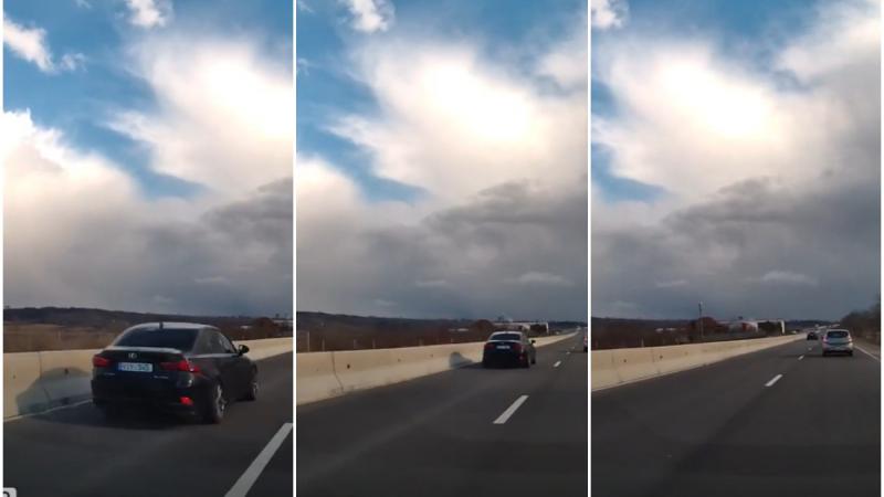  „Uite așa se circulă prin Moldova”. Un BMW, surprins de camera de bord cum zboară pe traseu cu „viteză nemaipomenită”