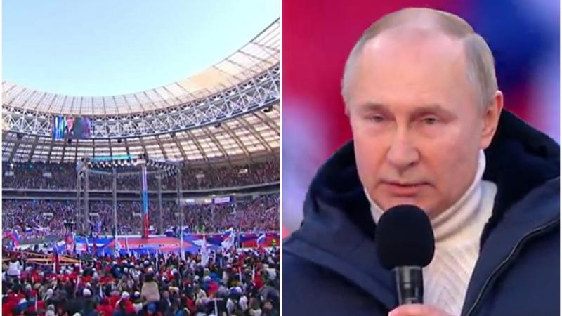  (video) Concert și sărbătoare cu mult fast pe Arena Lujniki Rusia, după 8 ani de la anexarea Crimeei: Vladimir Putin a ținut un discurs în fața mulțimii