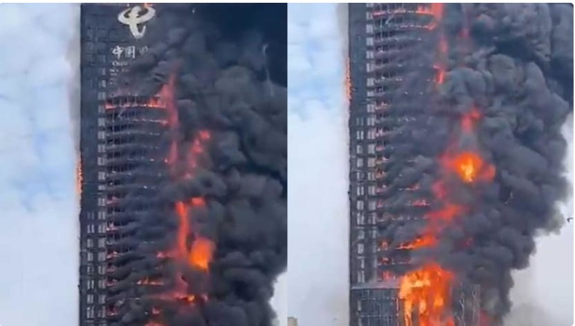  Incendiu violent într-un zgârie-nori la Changsha, în centrul Chinei