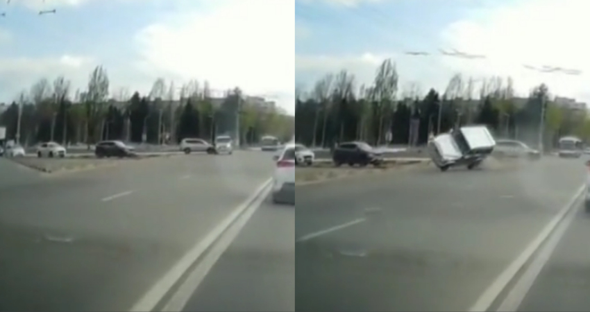  (video) Ca-n filmele de acțiune: Momentul în care un G-Wagen este lovit lateral și ajunge pe 2 roți