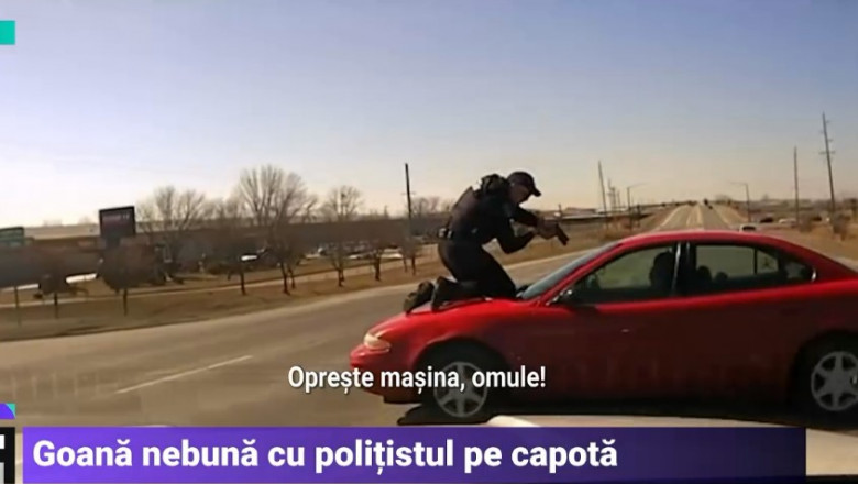  (VIDEO) Polițist luat pe capotă de un condamnat la închisoare, în SUA: Șoferul a gonit până l-a aruncat de pe mașină