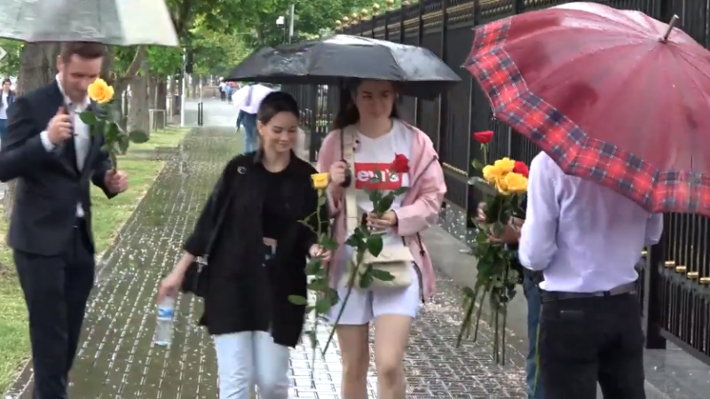  (video) Trandafiri galbeni și roșii: Angajații de la Președinție au împărțit trecătorilor florile primite de Maia Sandu, de ziua sa