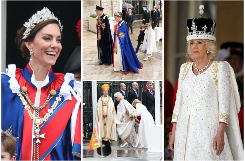  (FOTO) Ţinute spectaculoase, cu mesaje subtile: Cum s-au îmbrăcat Camilla şi Kate Middleton în ziua încoronării lui Charles al III-lea