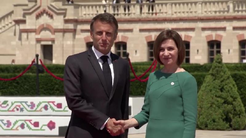  (VIDEO) Emmanuel Macron a ajuns la Castel: Președintele Franței, întâmpinat de Maia Sandu