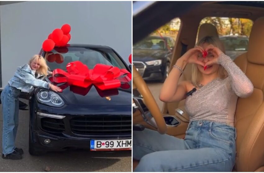  (VIDEO) Sub stofă neagră și cu fundă roșie, Daniela Costețchi a schimbat mașina ce o lega de trecut pe un bolid scump
