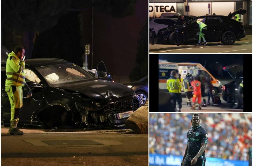  Fotbalistul Mario Balotelli, accident grav de maşină în Italia. Şi-a făcut bolidul praf, după ce s-a izbit de un parapet