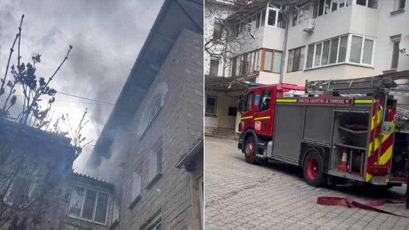  (VIDEO) Incendiu într-un apartament din centrul capitalei: Trei echipaje de pompieri au intervenit