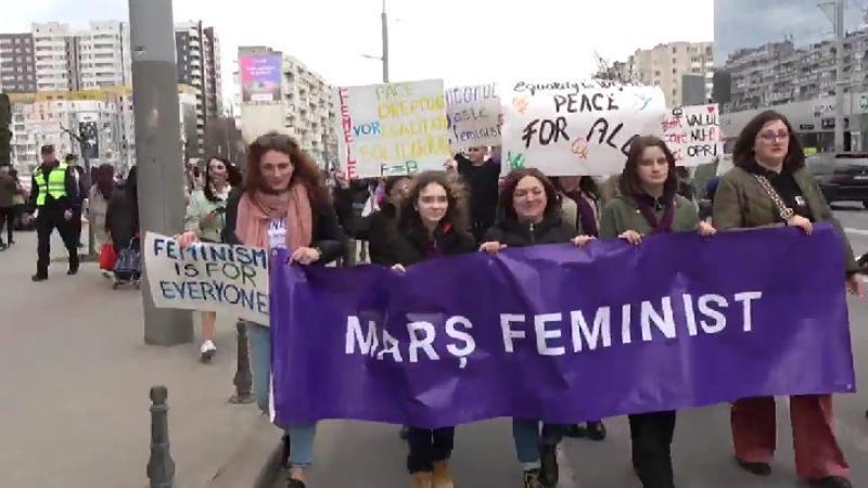  (VIDEO) Marș feminist de 8 Martie, desfășurat în centrul Capitalei