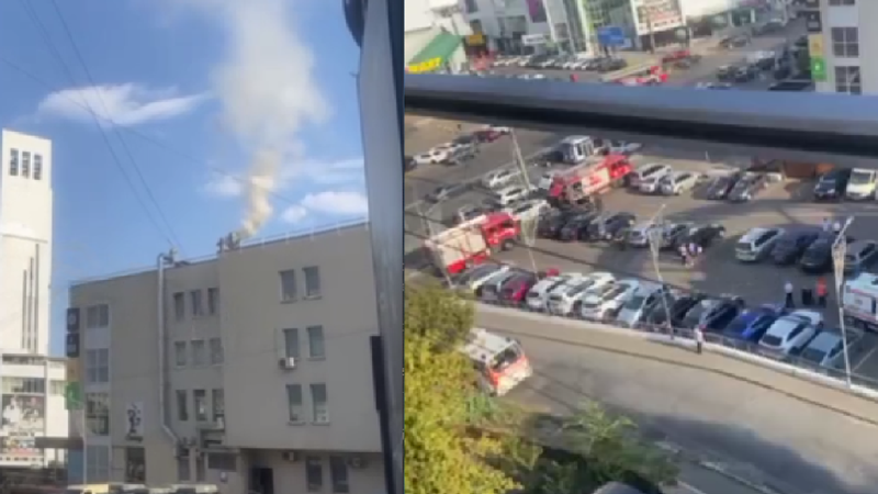 (video) Incendiu la un centru comercial din capitală: Pompierii, ambulanța și poliția, la fața locului