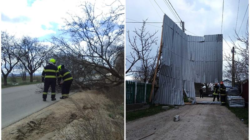 (foto) Copaci doborâți și acoperișuri smulse: Dezastru în țară, din cauza vântului puternic. Salvatorii, în alertă
