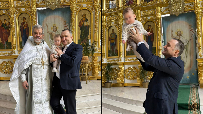 (foto) Vlad Filat, naș de botez pentru micuțul Leon: Fostul premier a încreștinat un băiețel dintr-o familie moldo-ucraineană