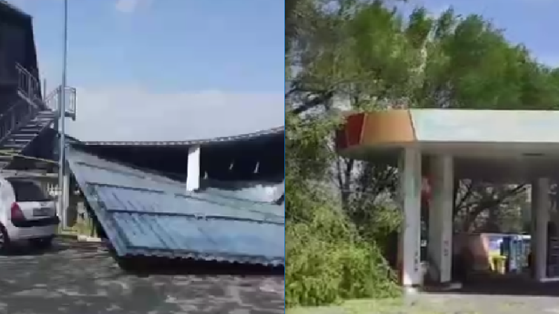 (video) Rafale puternice la Chișinău: Acoperișul unei parcări de la stația PECO de pe Grenoble, doborât de vânt. Imagini de la fața locului