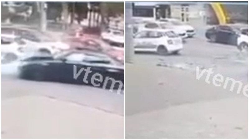 (video) Momentul accidentului de la Buiucani: BMW-ul intră cu viteză în mașina de școală auto. Primul lucru pe care l-a făcut șoferul bolidului