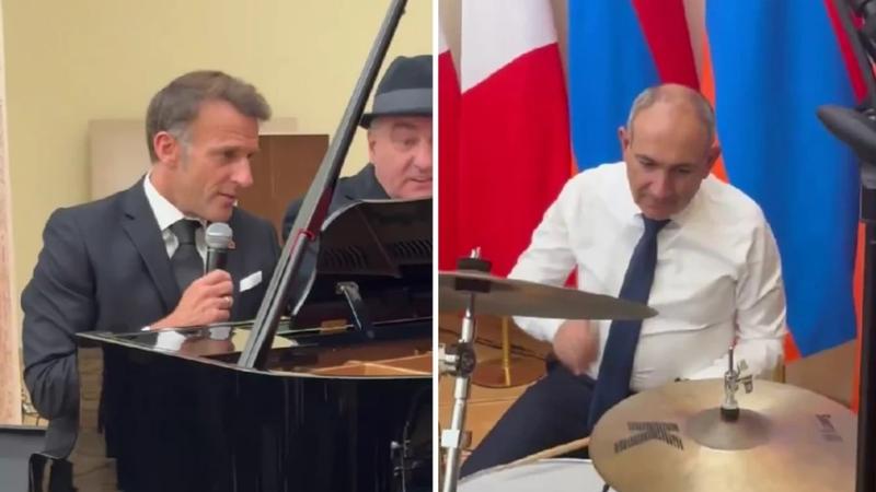 (video) Emmanuel Macron a cântat live în timpul unei cine de stat la Erevan: Președintele francez, acompaniat la tobe de premierul Armeniei
