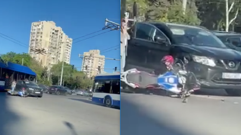 (video) Accident în capitală: Un bărbat de 50 de ani, rănit după ce motocicleta pe care o conducea s-a lovit de un Nissan