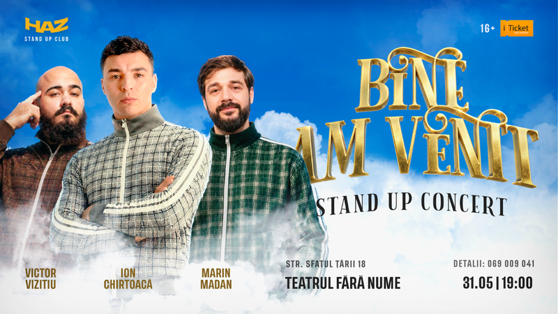 Chișinăul are un nou „hub” al umorului: HAZ Stand Up se lansează oficial pe 31 mai cu show-ul „Bine am venit”