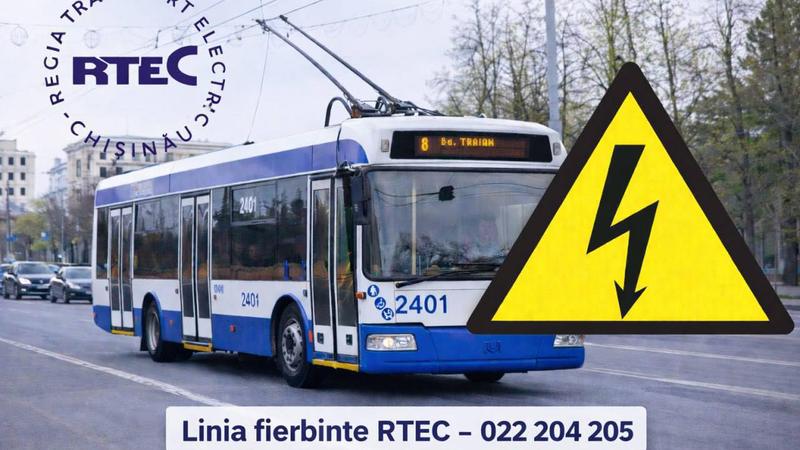 Atenție, călători! Deranjament la o rețea de contact, pe bd. Ștefan cel Mare și Sfânt: Mai multe rute de troleibuz, redirecționate