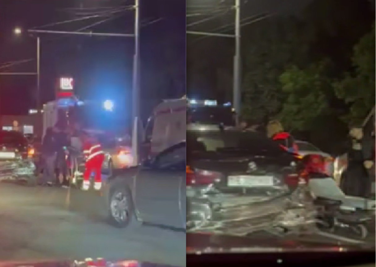 (video) Accident grav cu implicarea mai multor mașini pe viaduct: Poliția, ambulanța și pompierii, la fața locului