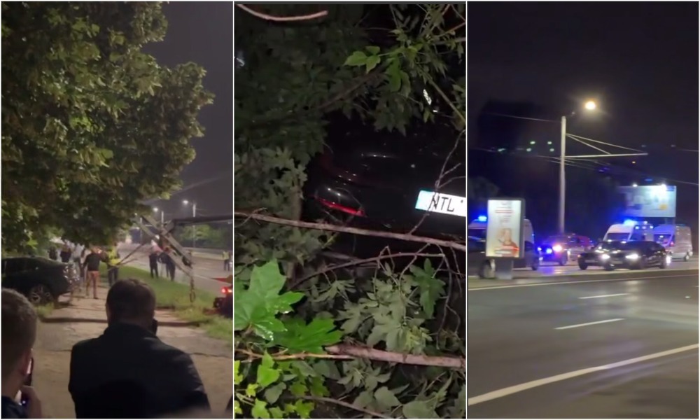 (video) Două BMW-uri și un Volkswagen, distruse în accidentul de aseară, de pe Viaduct: Un automobil, aruncat în șanț. O pasageră a fost spitalizată