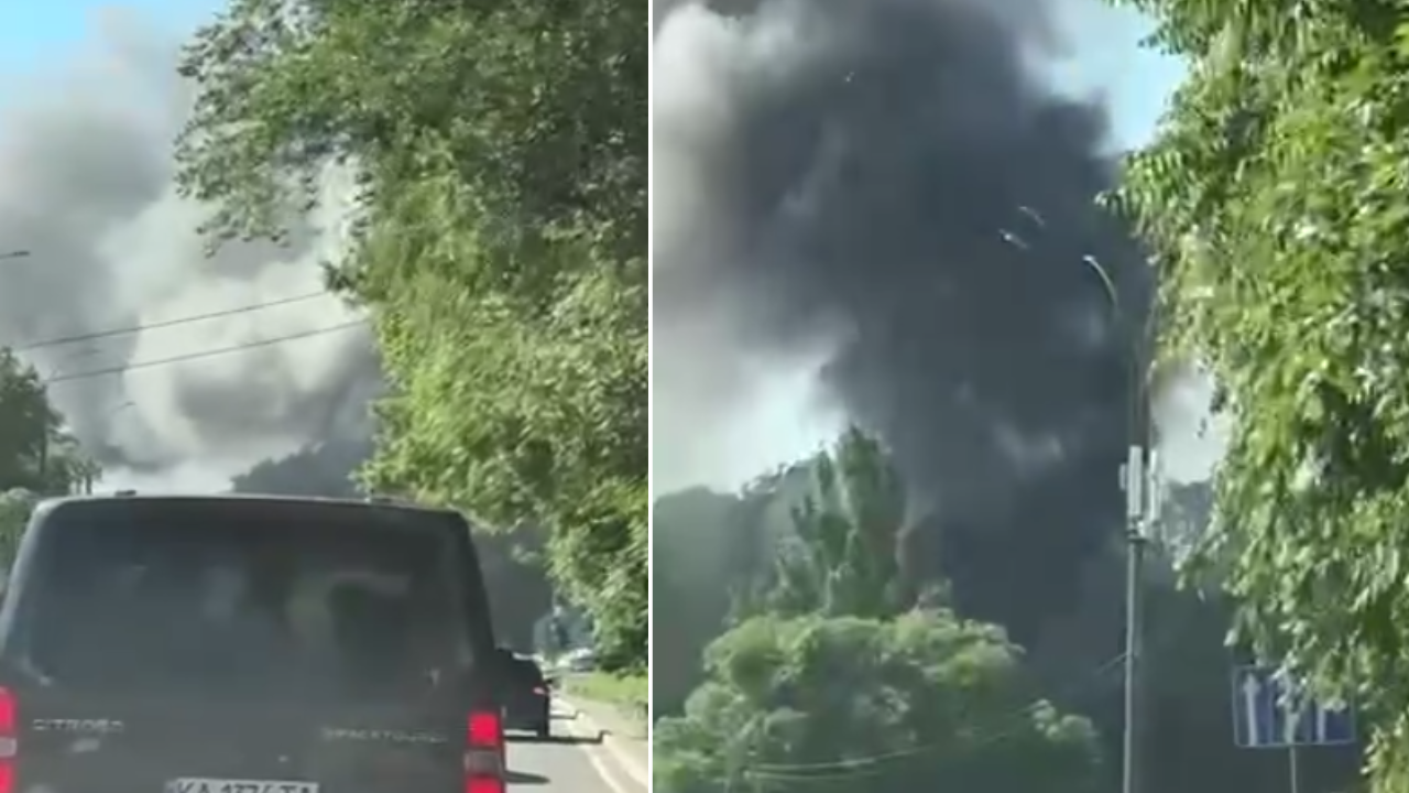 (video) Fum dens lângă Chișinău-Gaz: Acoperișul unei clădiri