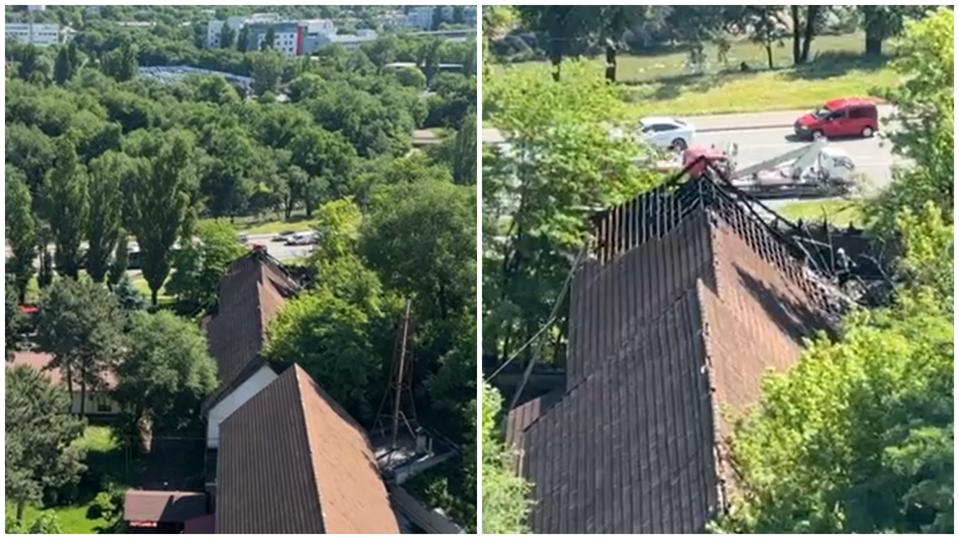 (video) Imagini de la înălțime cu incendiul de pe Pușkin, di